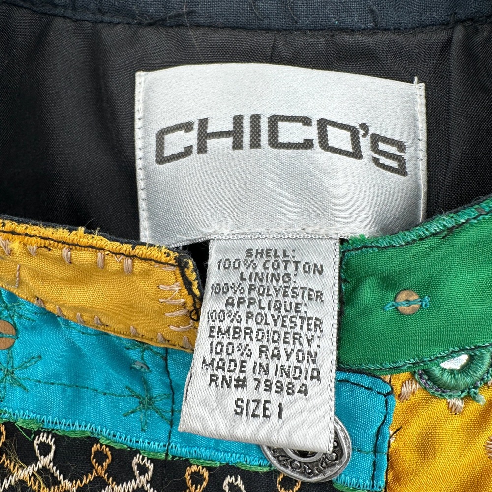 Chicos Patchwork Vest Size 1 Multicolor Embroider… - image 4